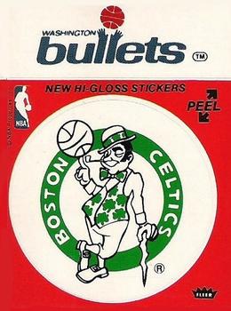 1976-77 Fleer NBA Team Stickers #NNO Boston Celtics Logo / Washington Bullets Script Front