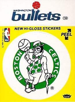 1976-77 Fleer NBA Team Stickers #NNO Boston Celtics Logo / Washington Bullets Script Front