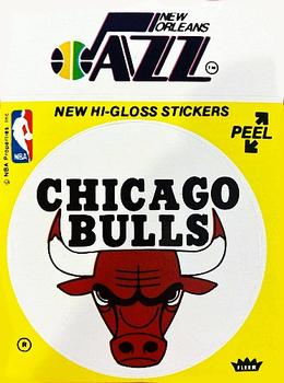 1976-77 Fleer NBA Team Stickers #NNO Chicago Bulls Logo / New Orleans Jazz Script Front