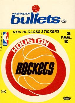 1976-77 Fleer NBA Team Stickers #NNO Houston Rockets Logo / Washington Bullets Script Front