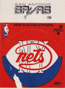 1976-77 Fleer NBA Team Stickers #NNO New York Nets Logo / San Antonio Spurs Script Front