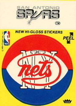 1976-77 Fleer NBA Team Stickers #NNO New York Nets Logo / San Antonio Spurs Script Front