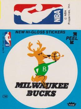 1976-77 Fleer NBA Team Stickers #NNO Milwaukee Bucks Logo / NBA Logo Front