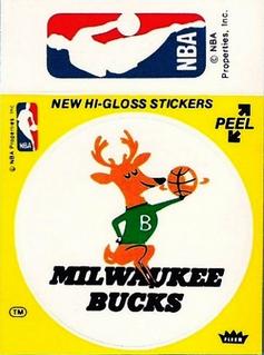 1977-78 Fleer NBA Team Stickers #NNO Milwaukee Bucks Logo / NBA Logo Front