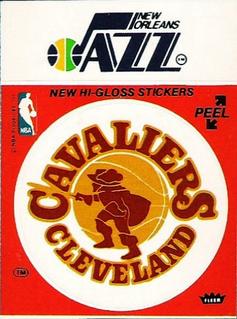 1977-78 Fleer NBA Team Stickers #NNO Cleveland Cavaliers Logo / New Orleans Jazz Script Front