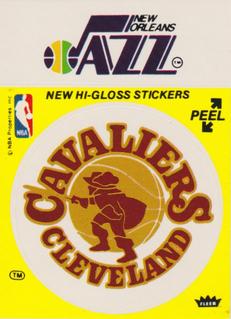 1977-78 Fleer NBA Team Stickers #NNO Cleveland Cavaliers Logo / New Orleans Jazz Script Front