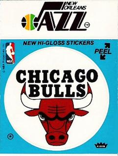 1977-78 Fleer NBA Team Stickers #NNO Chicago Bulls Logo / New Orleans Jazz Script Front