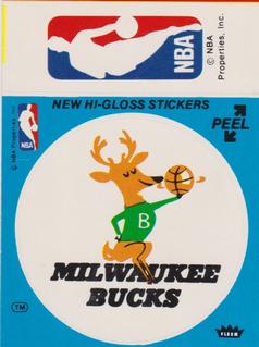1977-78 Fleer NBA Team Stickers #NNO Milwaukee Bucks Logo / NBA Logo Front