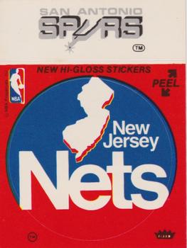 1978-79 Fleer NBA Team Stickers #NNO New Jersey Nets Logo / San Antonio Spurs Script Front