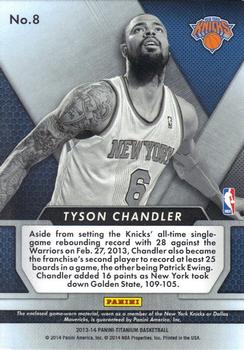 2013-14 Panini Titanium - Double Double Jerseys #8 Tyson Chandler Back