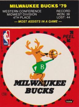 1979-80 Fleer NBA Team Stickers #NNO Milwaukee Bucks Logo (Red) Front