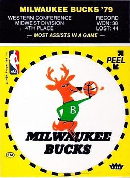 1979-80 Fleer NBA Team Stickers #NNO Milwaukee Bucks Logo (Yellow) Front