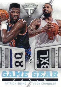 2013-14 Panini Titanium - Game Gear Duals Prime Laundry Tags #40 Patrick Ewing / Tyson Chandler Front