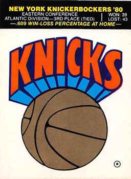 1980-81 Fleer NBA Team Stickers #NNO New York Knickerbockers Logo Front