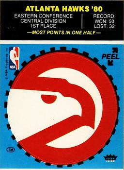 1980-81 Fleer NBA Team Stickers #NNO Atlanta Hawks Logo (Blue) Front