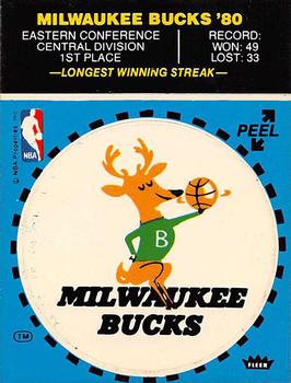1980-81 Fleer NBA Team Stickers #NNO Milwaukee Bucks Logo (Blue) Front