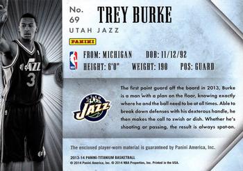 2013-14 Panini Titanium - Rookie Jerseys #69 Trey Burke Back