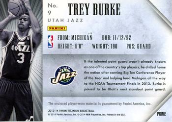 2013-14 Panini Titanium - Rookie Jerseys Prime #9 Trey Burke Back