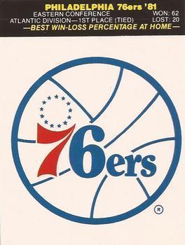 1981-82 Fleer NBA Team Stickers #NNO Philadelphia 76ers Logo Front