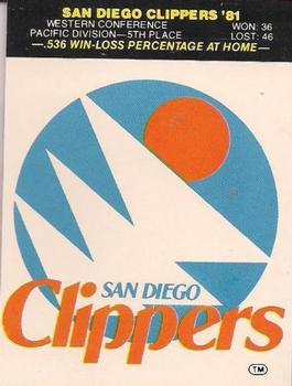 1981-82 Fleer NBA Team Stickers #NNO San Diego Clippers Logo Front