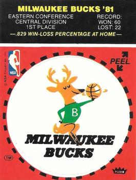 1981-82 Fleer NBA Team Stickers #NNO Milwaukee Bucks Logo (Red) Front