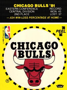 1981-82 Fleer NBA Team Stickers #NNO Chicago Bulls Logo (Yellow) Front