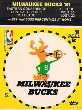 1981-82 Fleer NBA Team Stickers #NNO Milwaukee Bucks Logo (Yellow) Front