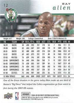 2008-09 Upper Deck First Edition #12 Ray Allen Back