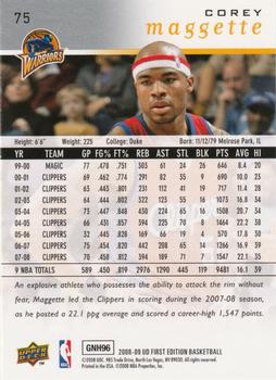 2008-09 Upper Deck First Edition #75 Corey Maggette Back