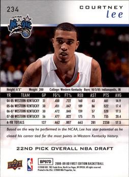 2008-09 Upper Deck First Edition #234 Courtney Lee Back