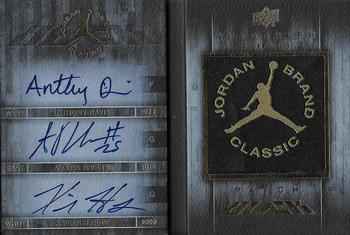 2013-14 Upper Deck Black - Jordan Brand Classic Triple Autographs #JBC3-1 Austin Rivers / Anthony Davis / Xavier Henry Front