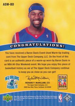 2004-05 Upper Deck - All-Star Weekend Authentics #ASW-BD Baron Davis Back