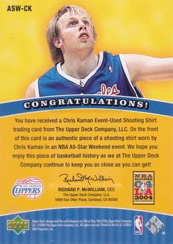 2004-05 Upper Deck - All-Star Weekend Authentics #ASW-CK Chris Kaman Back