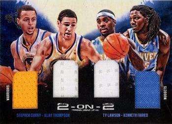 2013-14 Panini Court Kings - 2 on 2 Quad Memorabilia #6 Kenneth Faried / Klay Thompson / Stephen Curry / Ty Lawson Front