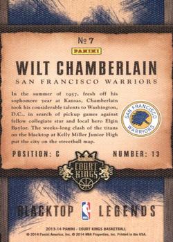 2013-14 Panini Court Kings - Blacktop Legends #7 Wilt Chamberlain Back