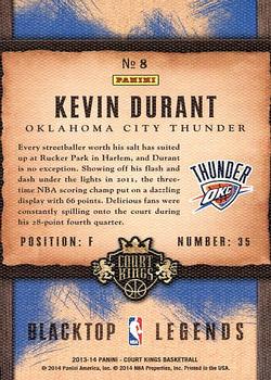 2013-14 Panini Court Kings - Blacktop Legends #8 Kevin Durant Back