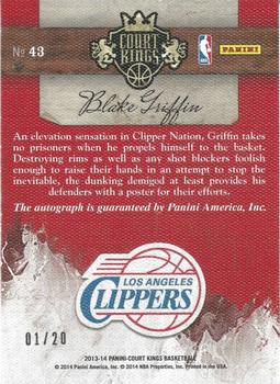 2013-14 Panini Court Kings - Autographs #43 Blake Griffin Back