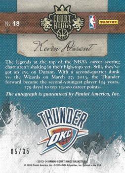 2013-14 Panini Court Kings - Autographs #48 Kevin Durant Back