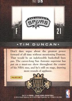 2013-14 Panini Court Kings - Expressionists #38 Tim Duncan Back