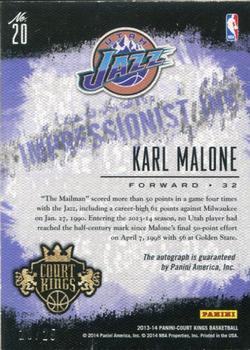 2013-14 Panini Court Kings - Impressionist Ink Autographs #20 Karl Malone Back
