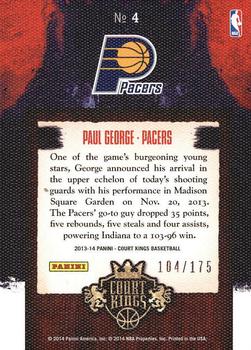2013-14 Panini Court Kings - Masterpieces #4 Paul George Back