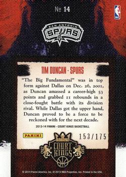 2013-14 Panini Court Kings - Masterpieces #14 Tim Duncan Back