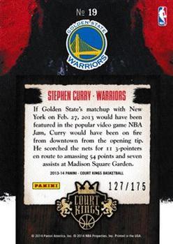 2013-14 Panini Court Kings - Masterpieces #19 Stephen Curry Back