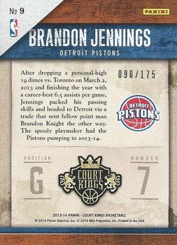 2013-14 Panini Court Kings - Squires #9 Brandon Jennings Back