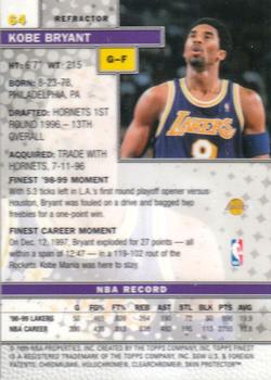 1999-00 Finest - Refractors #64 Kobe Bryant Back
