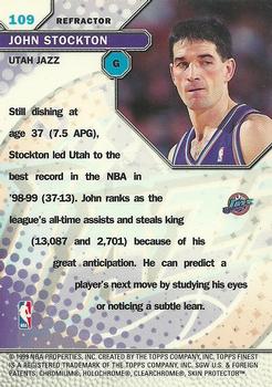1999-00 Finest - Refractors #109 John Stockton Back