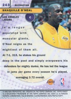 1999-00 Finest - Refractors #243 Shaquille O'Neal Back