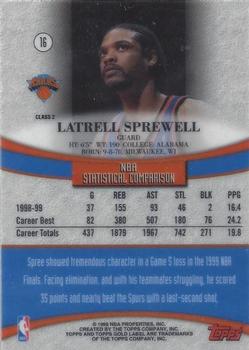 1999-00 Topps Gold Label - Class 2 #16 Latrell Sprewell Back