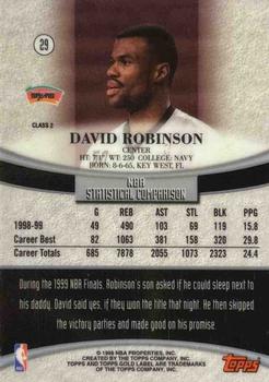 1999-00 Topps Gold Label - Class 2 #29 David Robinson Back
