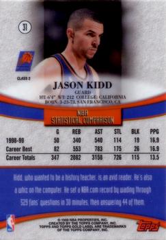 1999-00 Topps Gold Label - Class 2 #31 Jason Kidd Back